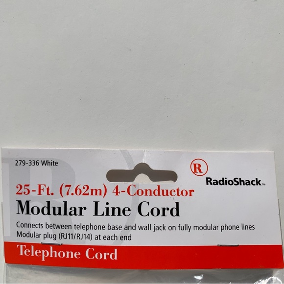 🦋 Radio Shack 25 Foot 4-Conductor Modular Telephone Line Cord 279-336 White - Picture 3 of 5